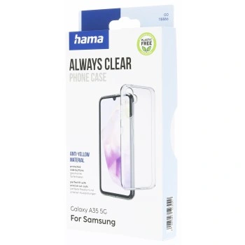 Hama Always Clear, kryt pro Samsung Galaxy A35 5G, vždy průhledný, nežloutne, vyrobeno v Německu