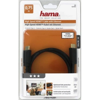 Hama HDMI kabel vidlice-vidlice, pozlacený, 3*, 0,75 m