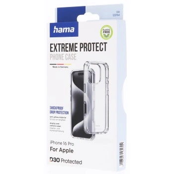 Hama Extreme Protect, kryt pro Apple iPhone 16 Pro, materiál D3O, nežloutne, průhledný