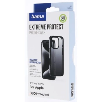 Hama Extreme Protect, kryt pro Apple iPhone 16 Pro, materiál D3O®, průhledný černý