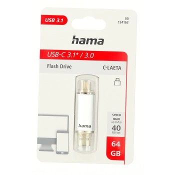 Hama Flash Pen Laeta, USB-C/USB-A 3.1, 64 GB, 40 MB/s, stříbrný