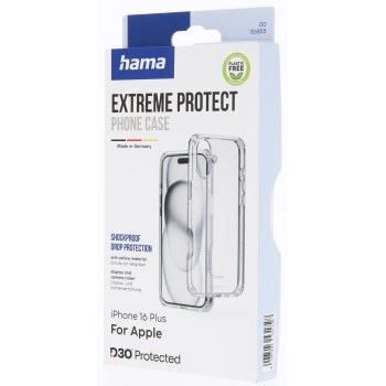 Hama Extreme Protect, kryt pro Apple iPhone 16 Plus, materiál D3O, nežloutne, průhledný