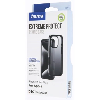 Hama Extreme Protect, kryt pro Apple iPhone 16 Pro Max, materiál D3O®, průhledný černý