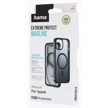 Hama Extreme Protect MagCase, kryt pro Apple iPhone 15, magnetický, D3O, MagSafe kompatibilní, černý