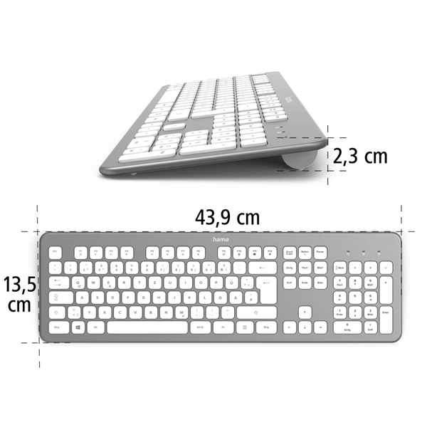 Hama bezdrátová klávesnice KW-700, stříbrná/bílá (rozbalený)