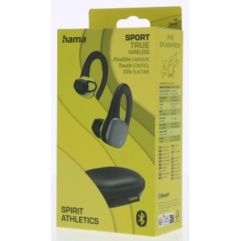 Hama Bluetooth sluchátka Spirit Athletics s klipem, pecky, nabíjecí pouzdro, černá (rozbalený)