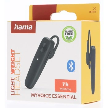 Hama MyVoice Essential, Bluetooth headset mono, pro 2 zařízení, hlasový asistent (Siri, Google)