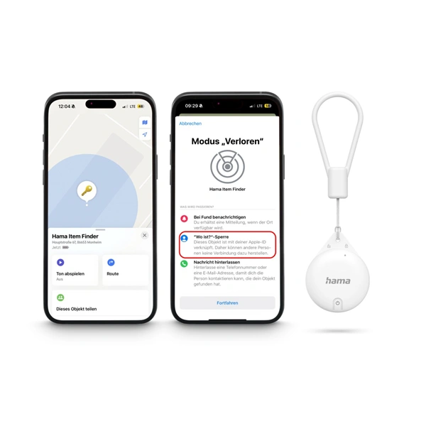 Hama lokalizační čip/ vyhledávač klíčů/ předmětů, Apple Find My, certifikace MFi, Bluetooth, 4 ks