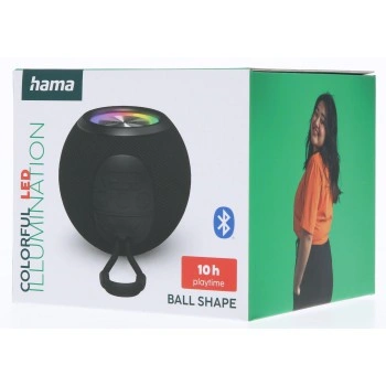 Hama Ball, Bluetooth reproduktor, 5 W, LED podsvícení, AUX-in, USB-A, microSD slot, černý