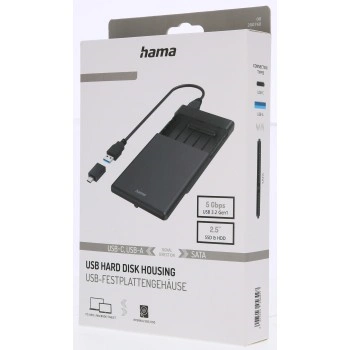 Hama externí box na 2,5" SSD/HDD disk, USB-A + USB-C, SATA, USB 3.2 Gen 1