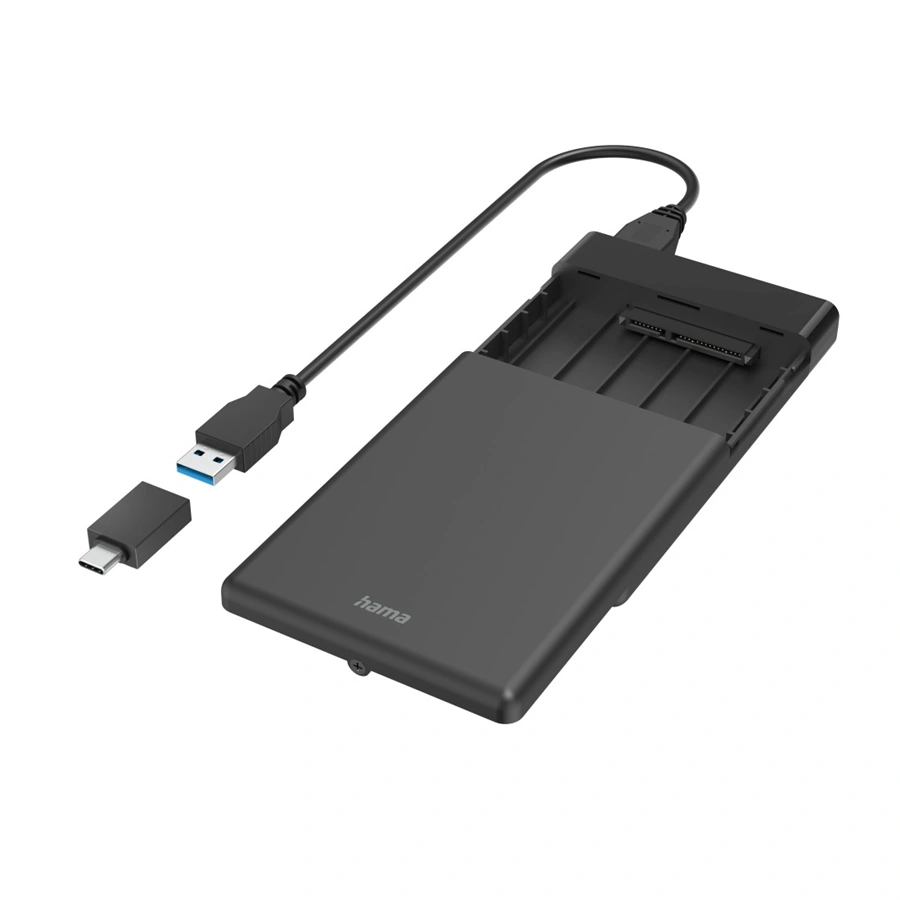 Hama externí box na 2,5" SSD/HDD disk, USB-A + USB-C, SATA, USB 3.2 Gen 1