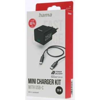 Hama set: rychlá USB nabíječka USB-C PD/QC 25 W + kabel USB C-C 1,5 m (rozbalený)