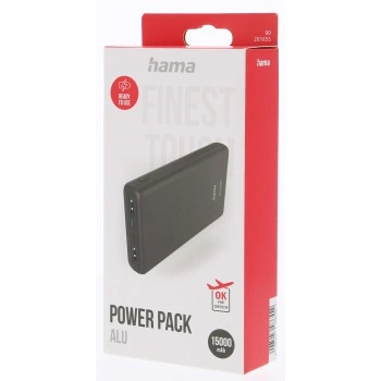 Hama ALU15HD, powerbanka, 15000 mAh, 3 výstupy: 1x USB-C, 2x USB-A, hliníkové provedení (rozbalená)