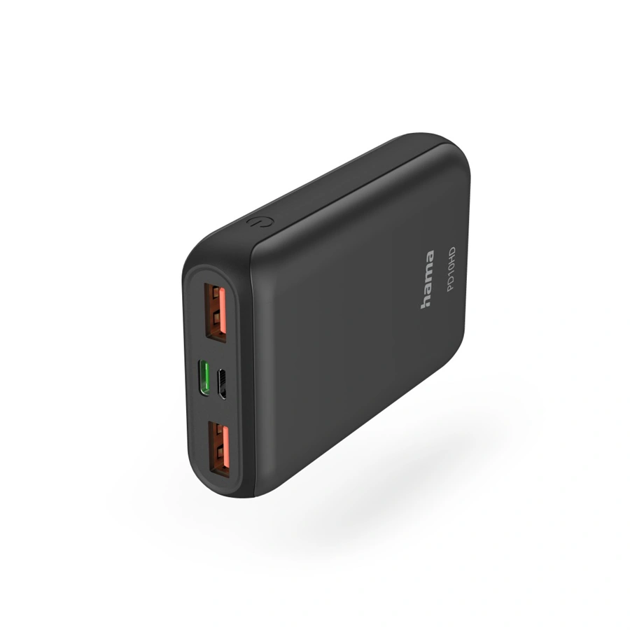 Hama PD10-HD powerbanka, 10000 mAh, 3 výstupy: 1x USB-C, 2x USB-A, PD, QC, max. 18 W/3 A (rozbalená)