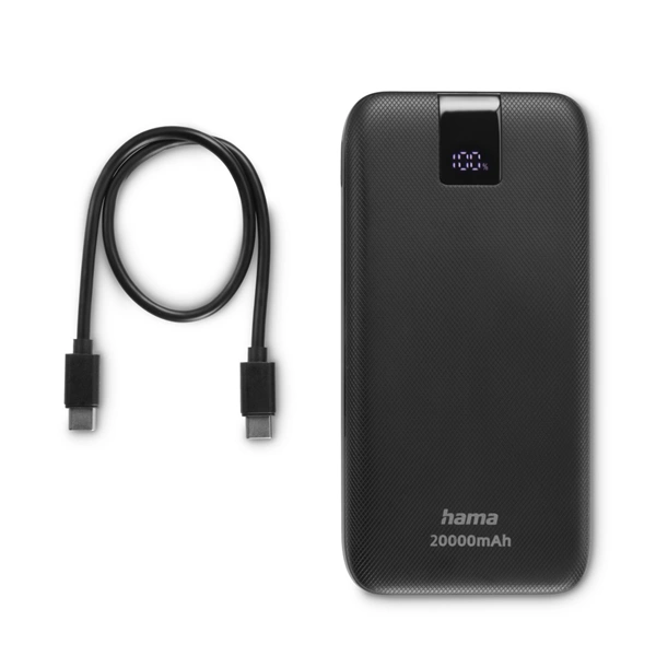 Hama PD 20 powerbanka, 20000 mAh, 3 výstupy: 2x USB-C, 1x USB-A, LED displej, PD, Qualcomm