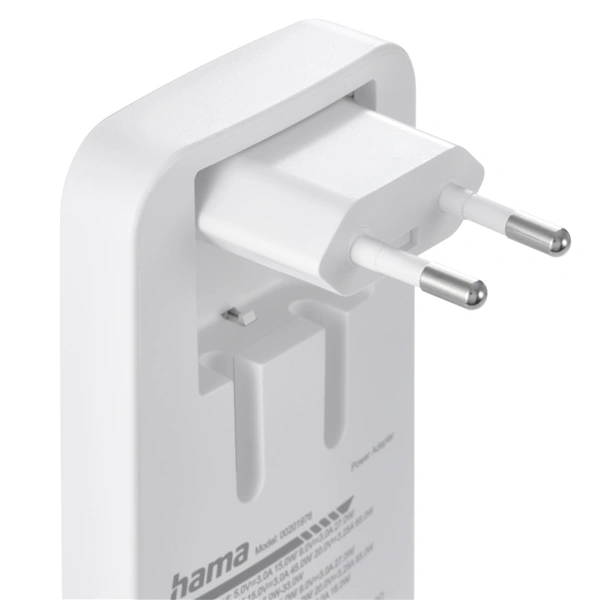 Hama rychlá USB nabíječka GaN 2x USB-C + USB-A, PD/QC 65 W, plochá, skládací