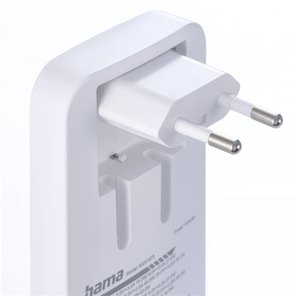 Hama rychlá USB nabíječka GaN 2x USB-C + USB-A, PD/QC 65 W, plochá, skládací