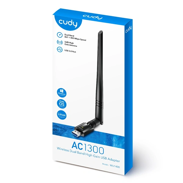 Cudy AC1300 Wi-Fi USB 3.0 síťová karta, ext. anténa (WU1400)