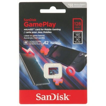 SanDisk GamePlay microSDXC UHS-I Card, 128 GB Gaming microSDXC, 190 MB/s (čtení), 130 MB/s (zápis)