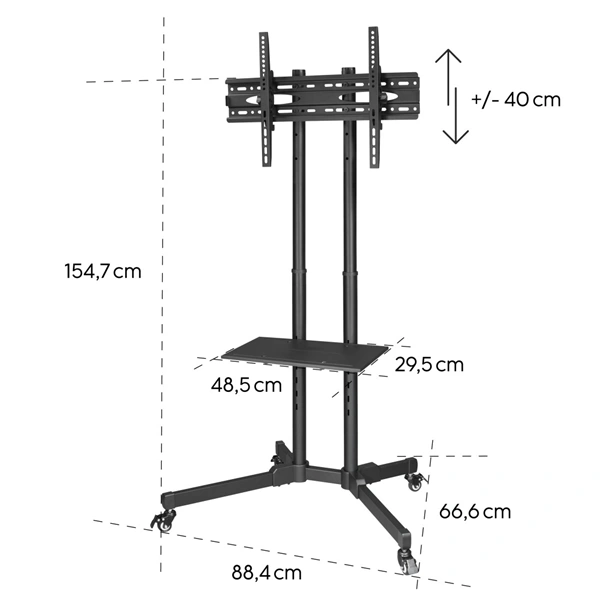 Hama podlahový TV stojan Trolley, pojízdný, 600x400 (2. jakost)