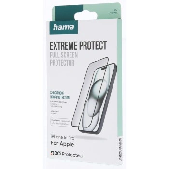 Hama Extreme Protect, ochranné sklo na displej pro Apple iPhone 16 Pro, licence D3O