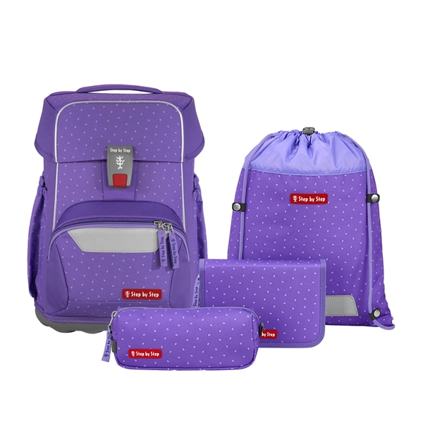 Školní aktovka pro prvňáčky – 4 dílný set, Step by Step BASIS Purple Konfetti, AGR