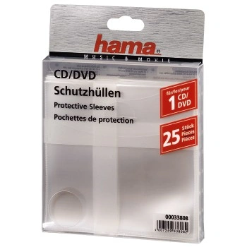 Hama ochranné obaly pro CD/DVD, 25 ks, polypropylen, průhledné