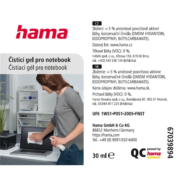 Hama čisticí set pro obrazovku a klávesnici notebooku, 30 ml