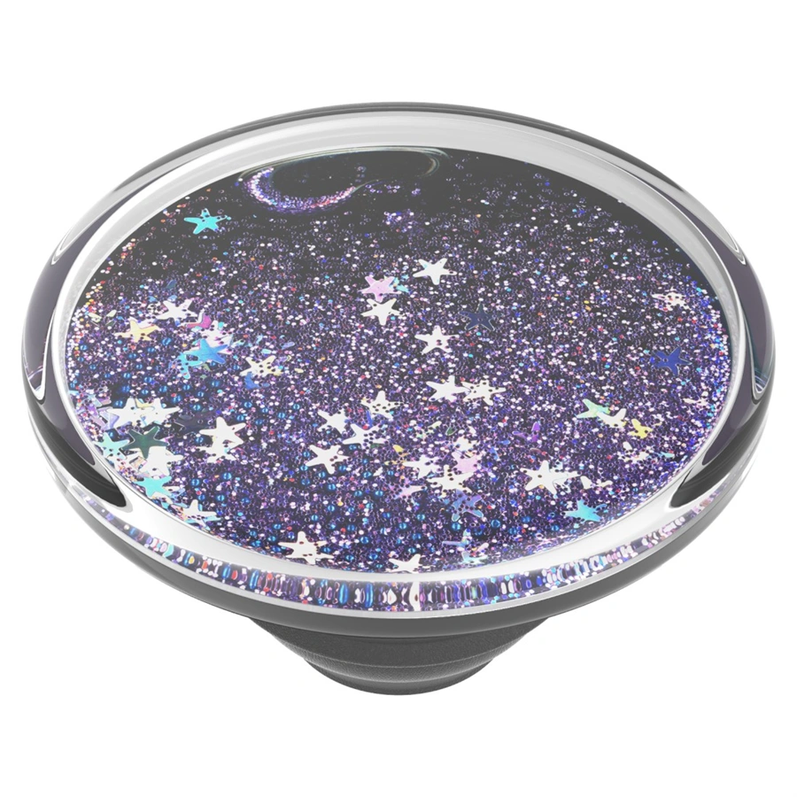 PopSockets PopTop Gen.2, Tidepool Galaxy Purple, fialové třpytky v tekutině, výměnný vršek