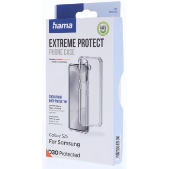 Hama Extreme Protect, kryt pro Samsung Galaxy S25, materiál D3O, nežloutne, průhledný